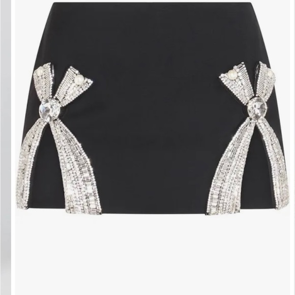 AREA NYC Black Deco Bow Slit Miniskirt - NWT- size 6 - Picture 8 of 17